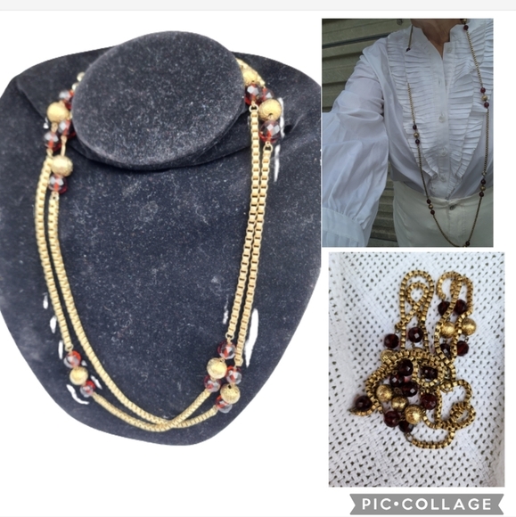 Vintage Glass bead‎  station necklace - Picture 8 of 16